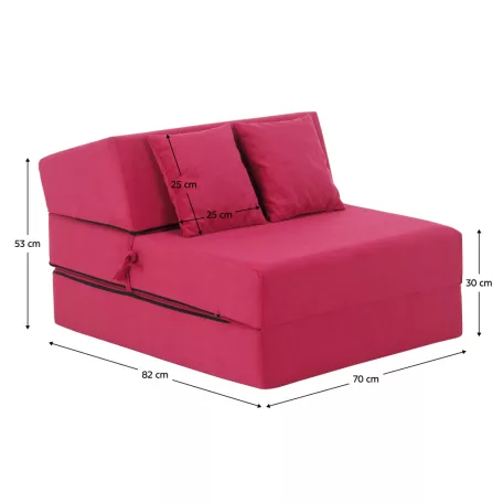 Összecsukható matrac/fotel, 2v1, rózsaszín magenta, PELOS