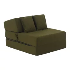 Összecsukható matrac/fotel, 2v1, olivazöld, PELOS