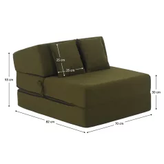 Összecsukható matrac/fotel, 2v1, olivazöld, PELOS