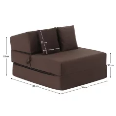 Összecsukható matrac/fotel, 2v1, barna Taupe, PELOS