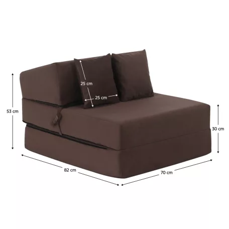 Összecsukható matrac/fotel, 2v1, barna Taupe, PELOS