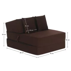 Összecsukható matrac/fotel, 2v1, barna, PELOS