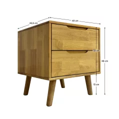 Éjjeliszekrény, masszív fa, természetes, BRUNI