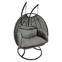   Függő dupla fotel, fekete/szürke/sötétszürke, DAKAN NEW