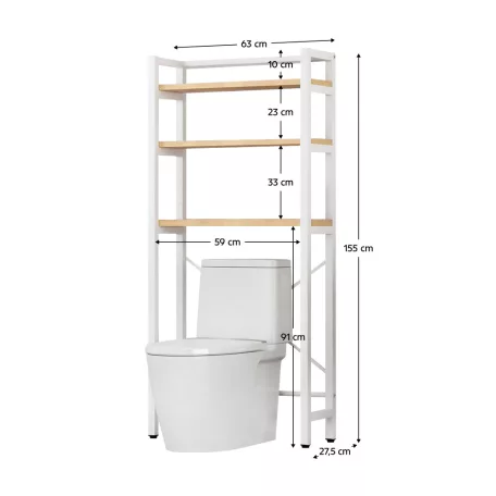 Polcállvány WC fölé, tölgy natural/fehér, BALRAM