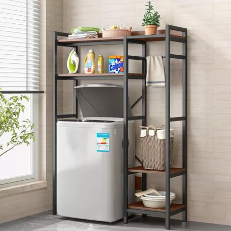 Polcállvány mosógép fölé, sötét tölgy/fekete, DELSIN