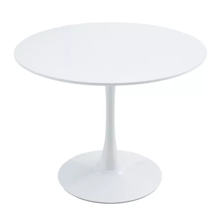 Étkezőasztal, kerek, fehér, matt, átmérő 110 cm, REVENTON NEW