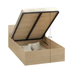   Ágy fém ráccsal és tárolóhellyel, 120x200, sonoma tölgy, DOLI