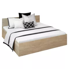   Ágy fém ráccsal és tárolóhellyel, 180x200, sonoma tölgy, DOLI