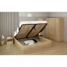 Ágy fém ráccsal és tárolóhellyel, 180x200, sonoma tölgy, DOLI