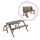Kerti asztal/pad, 2 az 1-ben, barna, ZAGIR