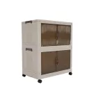 Összecsukható szekrény, fehér/barna, műanyag, POSA TYP 1