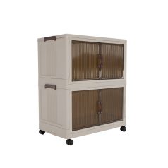   Összecsukható szekrény, fehér/barna, műanyag, POSA TYP 1