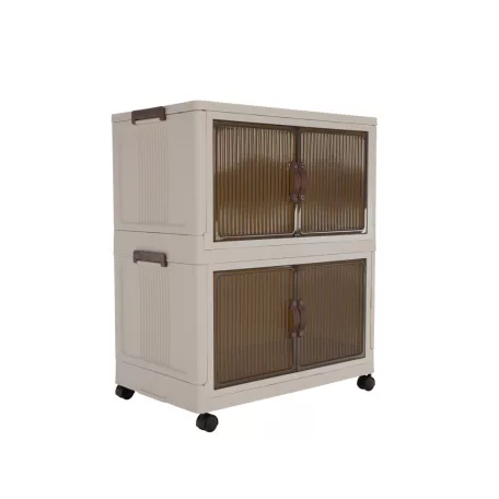 Összecsukható szekrény, fehér/barna, műanyag, POSA TYP 1