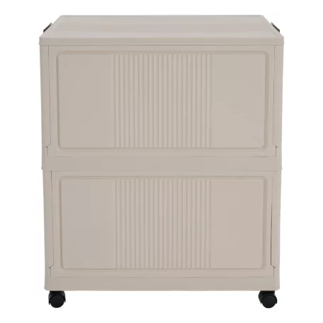 Összecsukható szekrény, fehér/barna, műanyag, POSA TYP 1