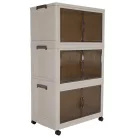 Összecsukható szekrény, fehér/barna, műanyag, POSA TYP 2