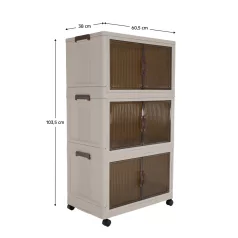   Összecsukható szekrény, fehér/barna, műanyag, POSA TYP 2