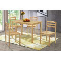 Étkezőgarnitúra 1+4, tömör fa, természetes, LOAK