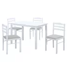 Étkezőgarnitúra 1+4, fehér/bézsesszürke, SOMIN