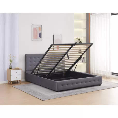 Ágy tárhellyel, 180x200, szürke, MINDY