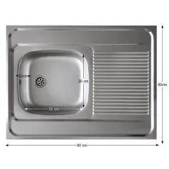 Univerzális rozsdamentes mosogatótálca, 80x60, LAY ON