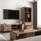 TV asztal, wotan tölgy/fekete, AMONI 2D