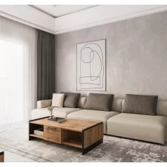 Dohányzóasztal, wotan tölgy/fekete, AMONI 1S