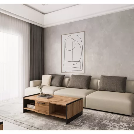 Dohányzóasztal, wotan tölgy/fekete, AMONI 1S