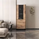 Vitrin, wotan tölgy/fekete, AMONI 1D1W