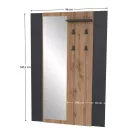 Fogas panel tükörrel, wotan tölgy/fekete, AMONI