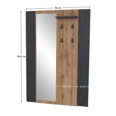 Fogas panel tükörrel, wotan tölgy/fekete, AMONI