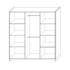 Szekrény, háromajtós, wotan tölgy/fekete, AMONI 3D