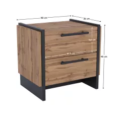   Éjjeliszekrény, 2 db-os szett, wotan tölgy/fekete, AMONI 2S