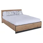 Ágy, 160x200, wotan tölgy/fekete, AMONI