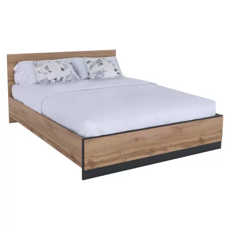 Ágy, 160x200, wotan tölgy/fekete, AMONI