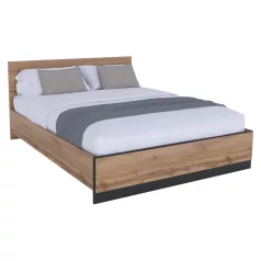 Ágy, 160x200, wotan tölgy/fekete, AMONI