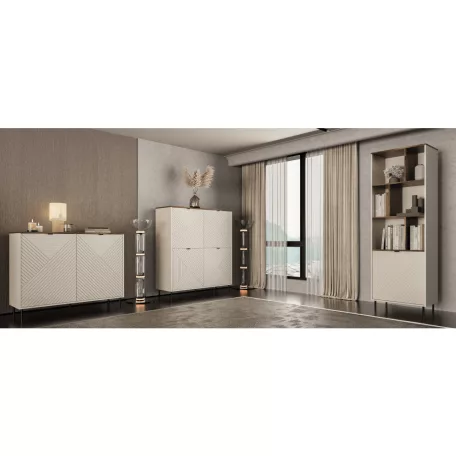 Nyitott polcos szekrény, kasmír/castello tölgy, EYCO 1D