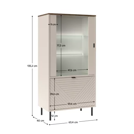 Alacsony vitrin, kasmír/castello tölgy, EYCO 1D1W