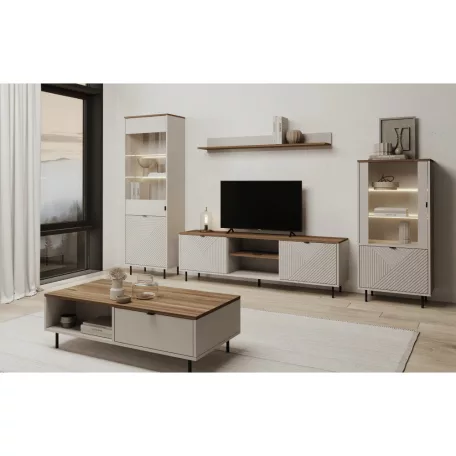 Komód polcokkal, kasmír/castello tölgy, EYCO 2D