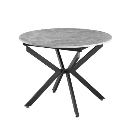 Kihúzható étkezőasztal, beton/fekete, 100x100-140x75 cm, ABERO TYP 1