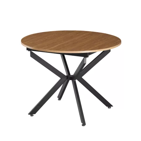 Kihúzható étkezőasztal, világos tölgy/fekete, 100x100-140x75 cm, ABERO TYP 1