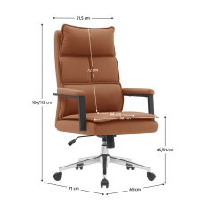 Irodai szék, barna camel ekobőr/króm, KAHIL