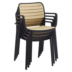 Rakásolható szék, fekete/bézs, KARDOS TYP 2