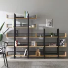 5 polcos polcállvány, tölgy/fekete, KILIS NEW TYP 2