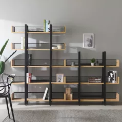 5 polcos polcállvány, tölgy/fekete, KILIS NEW TYP 2