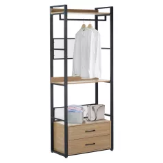 Polcállvány fiókokkal, tölgy/fekete, KILOS NEW TYP 1