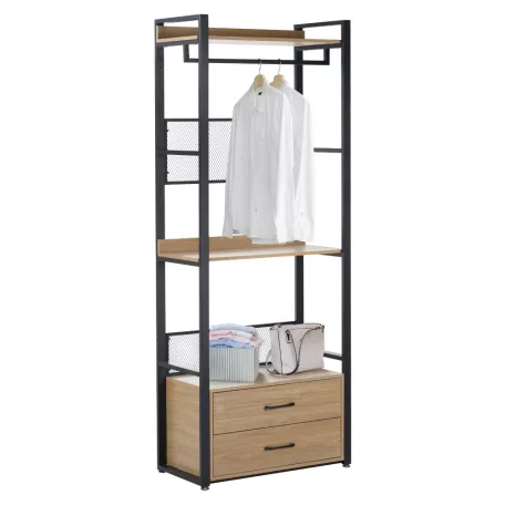 Polcállvány fiókokkal, tölgy/fekete, KILOS NEW TYP 1