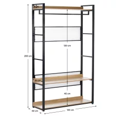 Polcállvány polcokkal, tölgy/fekete, KILOS NEW TYP 2