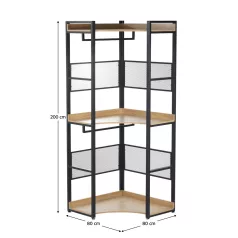 Sarokállvány polccal, tölgy/fekete, KILOS NEW TYP 5