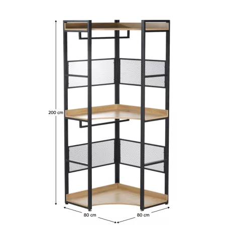 Sarokállvány polccal, tölgy/fekete, KILOS NEW TYP 5